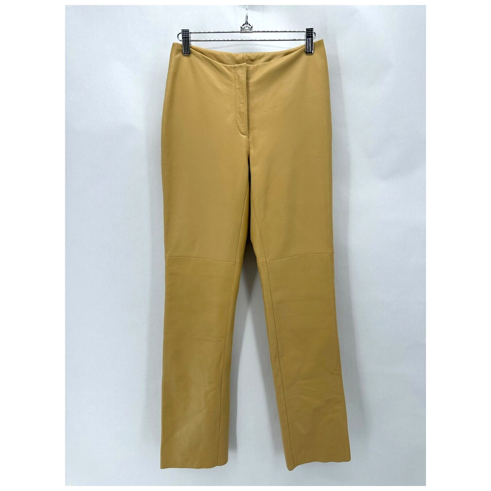 Vintage Bebe Y2K Straight Leg Leather Pants Size 4‎ Tan Grunge Festival Y2K 90s